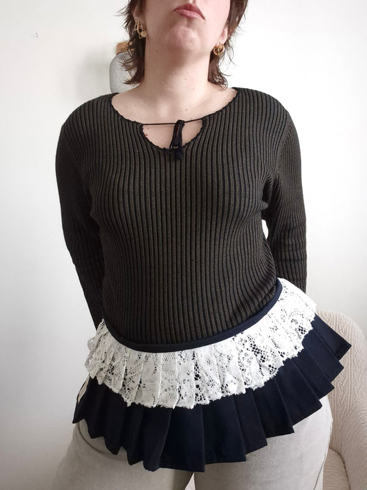 (S) Ceinture layering noire & dentelle — pièce unique