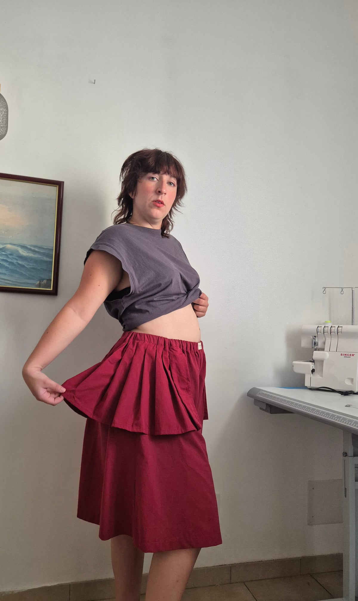 Jupe-culotte Ancrage — Rouge (44 au 48)
