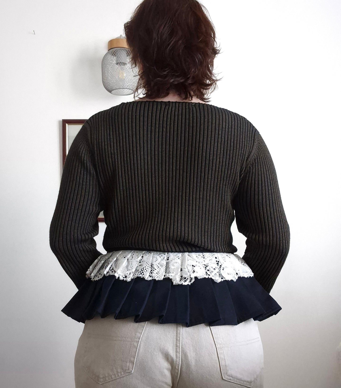 (S) Ceinture layering noire & dentelle — pièce unique
